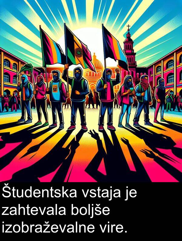 boljše: Študentska vstaja je zahtevala boljše izobraževalne vire.