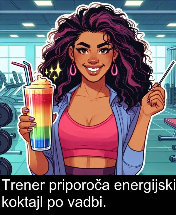 vadbi: Trener priporoča energijski koktajl po vadbi.