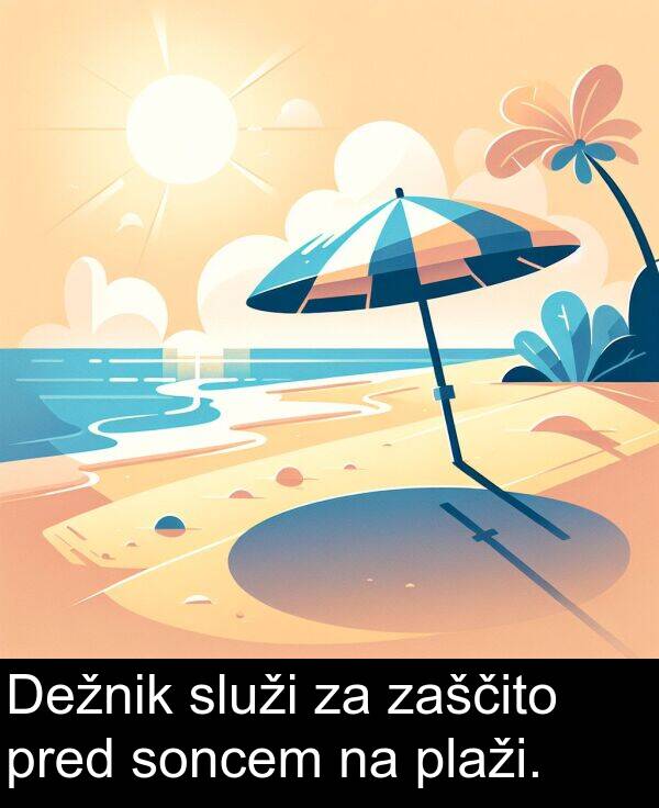 soncem: Dežnik služi za zaščito pred soncem na plaži.
