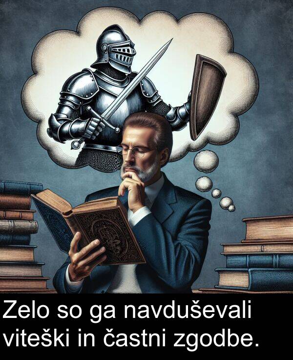 navduševali: Zelo so ga navduševali viteški in častni zgodbe.