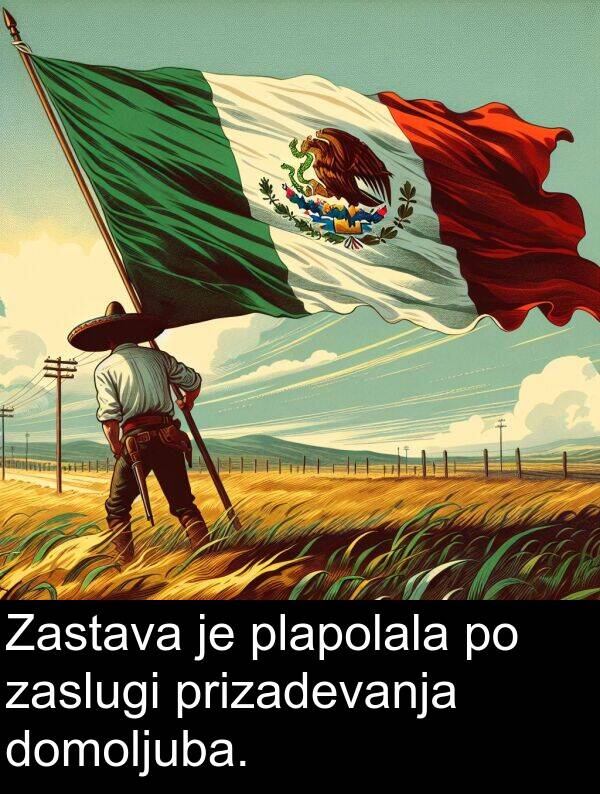 prizadevanja: Zastava je plapolala po zaslugi prizadevanja domoljuba.
