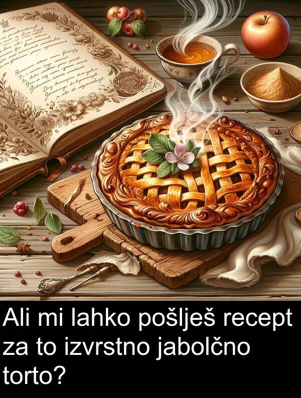 jabolčno: Ali mi lahko pošlješ recept za to izvrstno jabolčno torto?