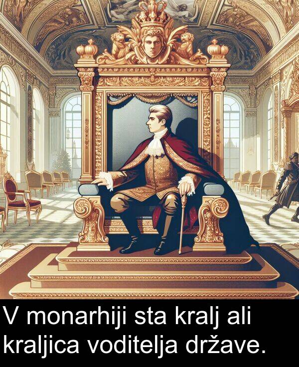 kraljica: V monarhiji sta kralj ali kraljica voditelja države.