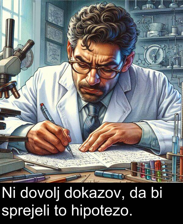 hipotezo: Ni dovolj dokazov, da bi sprejeli to hipotezo.