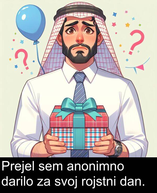 rojstni: Prejel sem anonimno darilo za svoj rojstni dan.