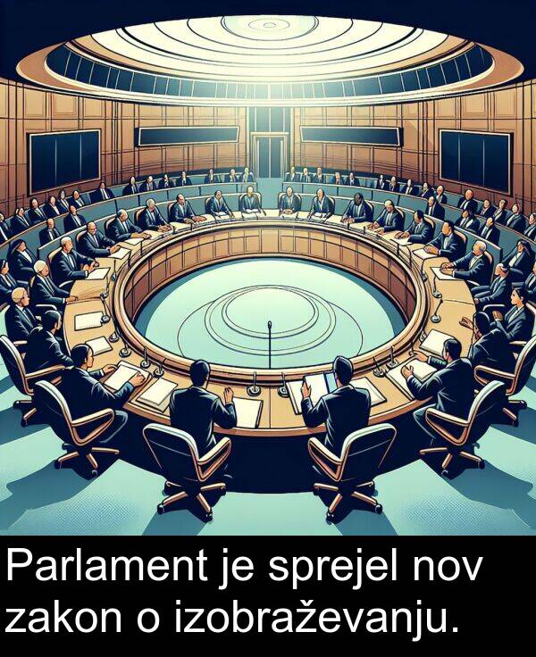 sprejel: Parlament je sprejel nov zakon o izobraževanju.