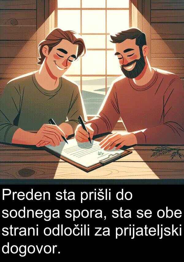 obe: Preden sta prišli do sodnega spora, sta se obe strani odločili za prijateljski dogovor.