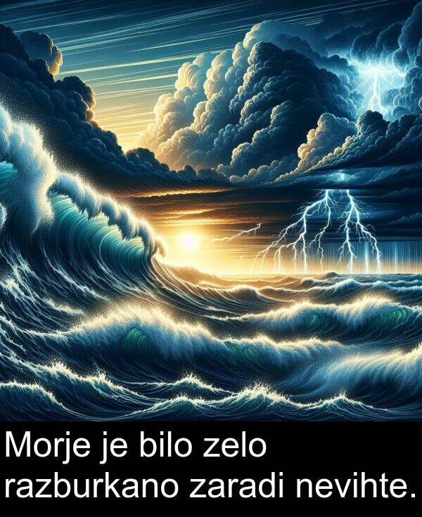 razburkano: Morje je bilo zelo razburkano zaradi nevihte.