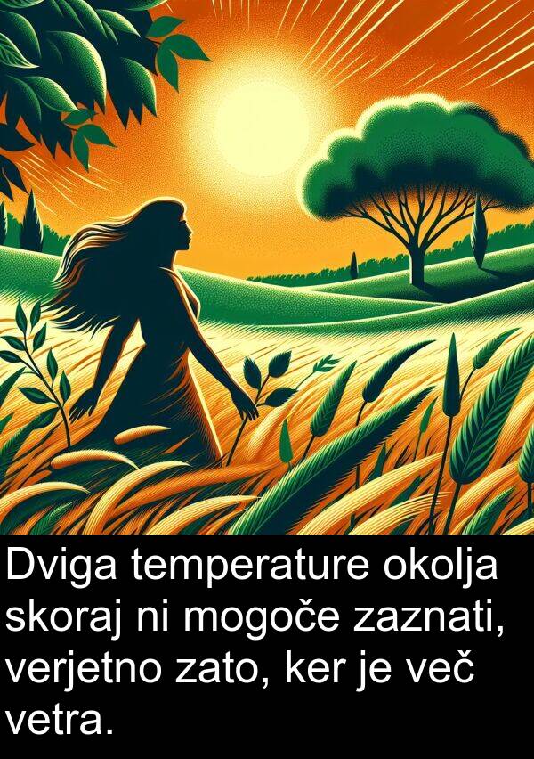 mogoče: Dviga temperature okolja skoraj ni mogoče zaznati, verjetno zato, ker je več vetra.