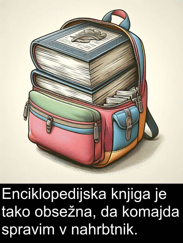 knjiga: Enciklopedijska knjiga je tako obsežna, da komajda spravim v nahrbtnik.