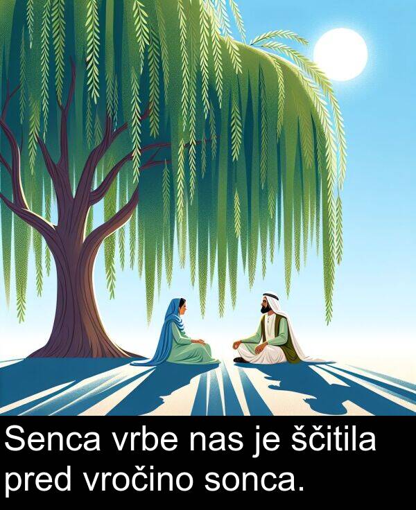 sonca: Senca vrbe nas je ščitila pred vročino sonca.