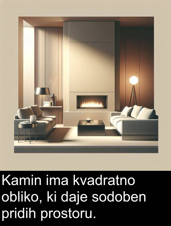 sodoben: Kamin ima kvadratno obliko, ki daje sodoben pridih prostoru.