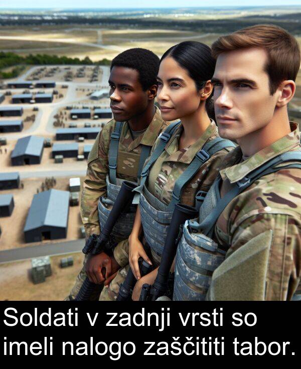 nalogo: Soldati v zadnji vrsti so imeli nalogo zaščititi tabor.