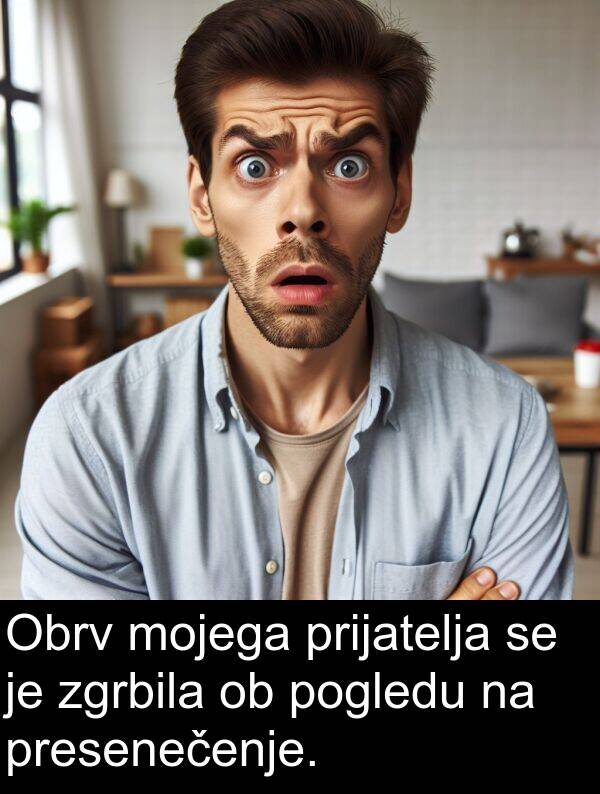 mojega: Obrv mojega prijatelja se je zgrbila ob pogledu na presenečenje.