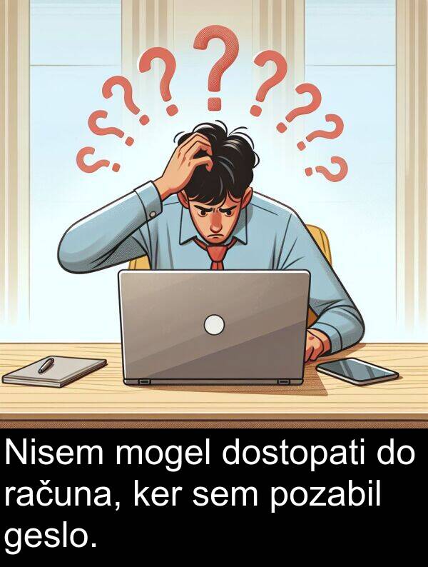 računa: Nisem mogel dostopati do računa, ker sem pozabil geslo.