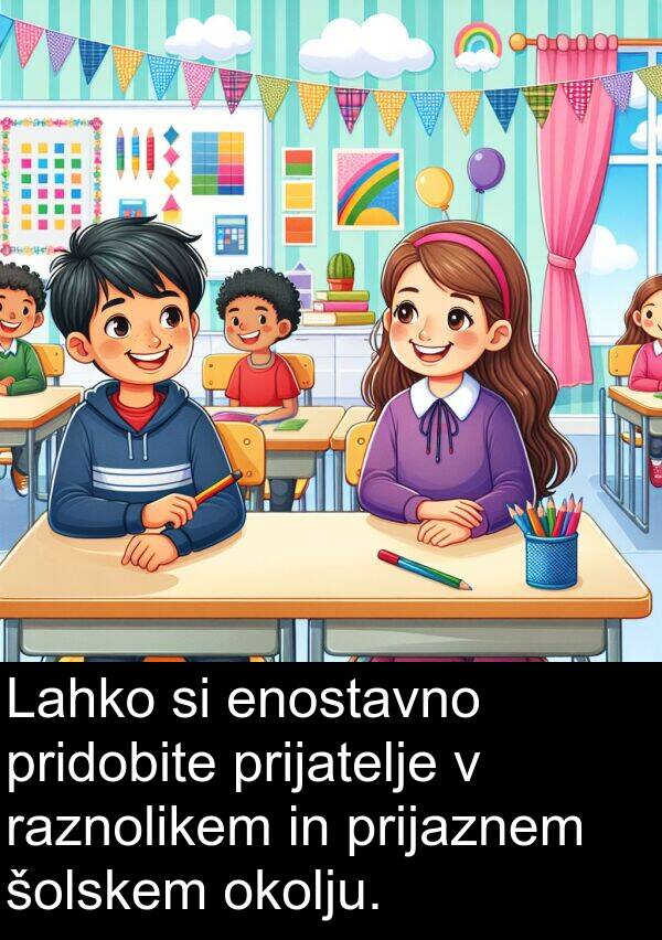 šolskem: Lahko si enostavno pridobite prijatelje v raznolikem in prijaznem šolskem okolju.