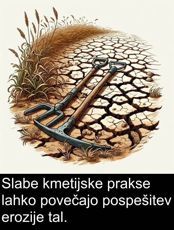 kmetijske: Slabe kmetijske prakse lahko povečajo pospešitev erozije tal.