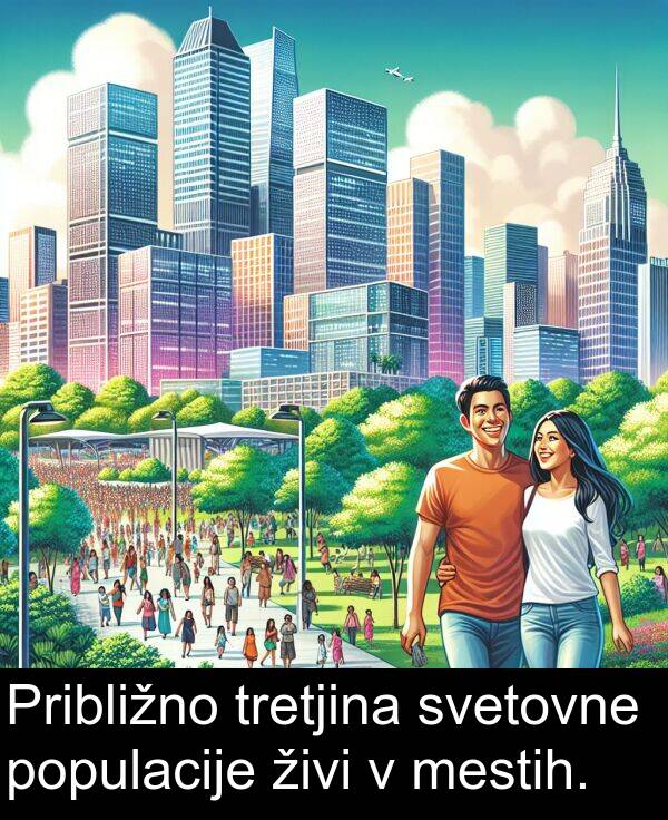živi: Približno tretjina svetovne populacije živi v mestih.