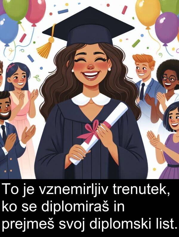 prejmeš: To je vznemirljiv trenutek, ko se diplomiraš in prejmeš svoj diplomski list.
