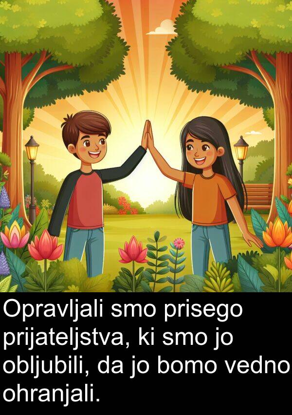 ohranjali: Opravljali smo prisego prijateljstva, ki smo jo obljubili, da jo bomo vedno ohranjali.