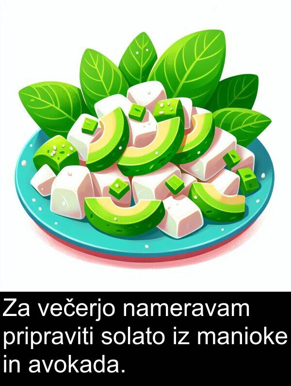 solato: Za večerjo nameravam pripraviti solato iz manioke in avokada.