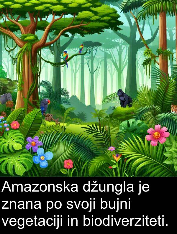 bujni: Amazonska džungla je znana po svoji bujni vegetaciji in biodiverziteti.