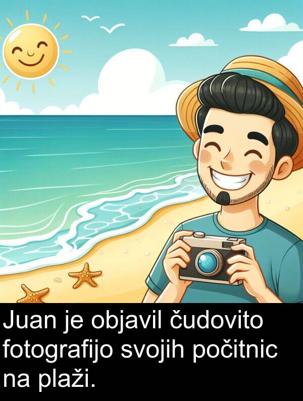 plaži: Juan je objavil čudovito fotografijo svojih počitnic na plaži.