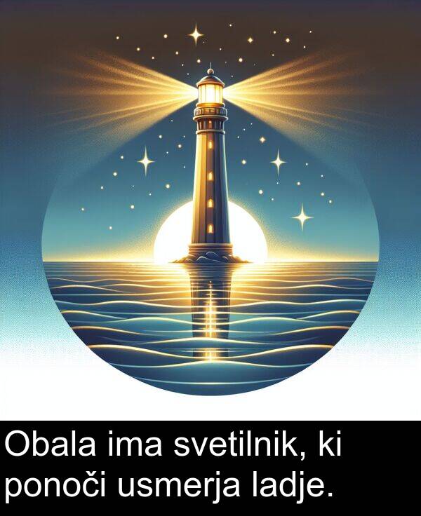 svetilnik: Obala ima svetilnik, ki ponoči usmerja ladje.