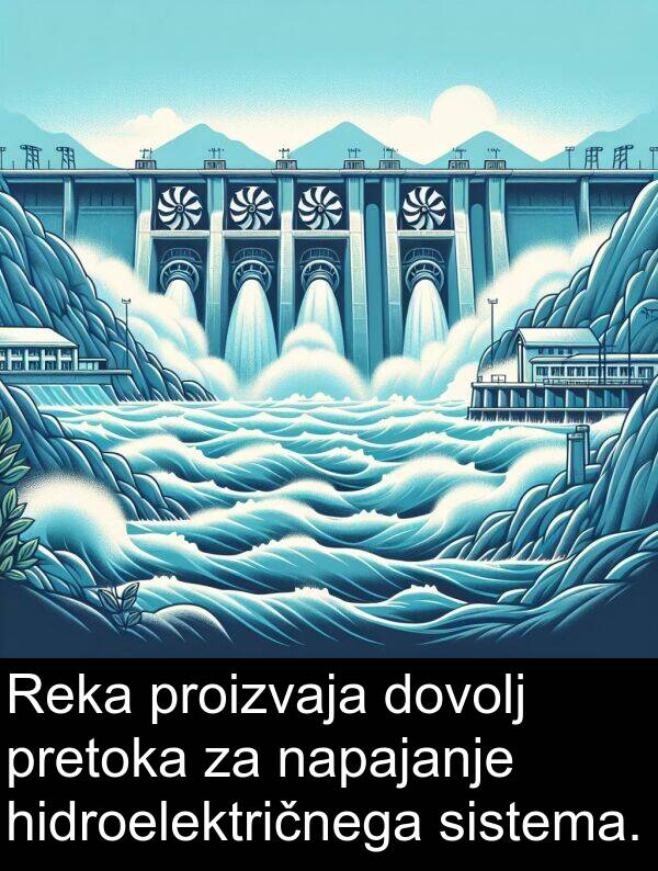 hidroelektričnega: Reka proizvaja dovolj pretoka za napajanje hidroelektričnega sistema.
