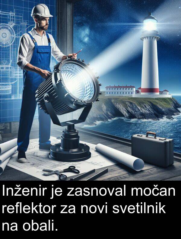 obali: Inženir je zasnoval močan reflektor za novi svetilnik na obali.