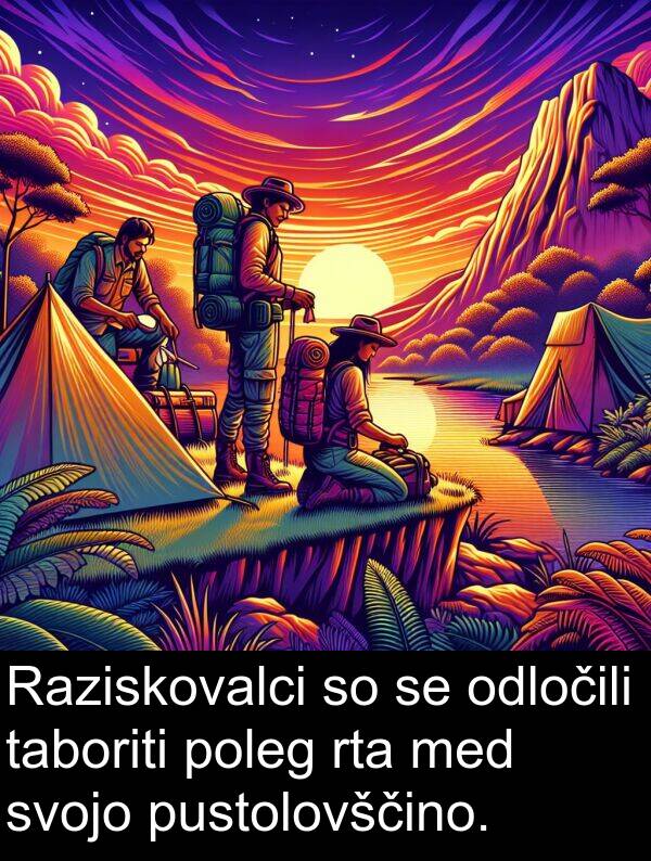 odločili: Raziskovalci so se odločili taboriti poleg rta med svojo pustolovščino.