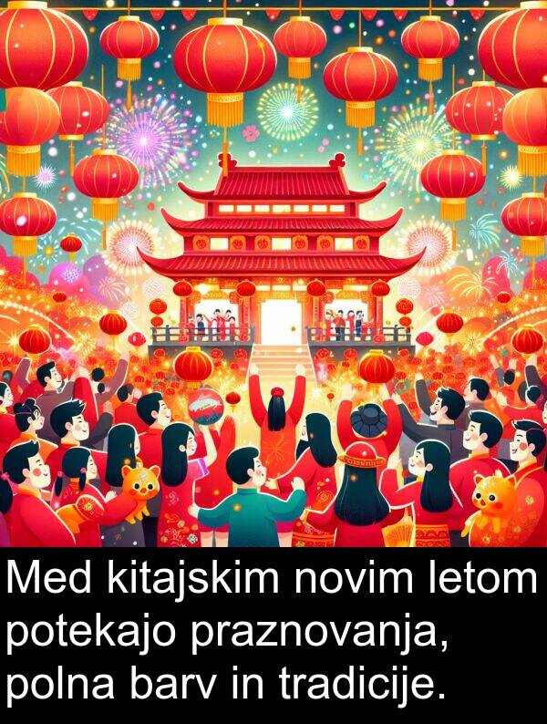 barv: Med kitajskim novim letom potekajo praznovanja, polna barv in tradicije.
