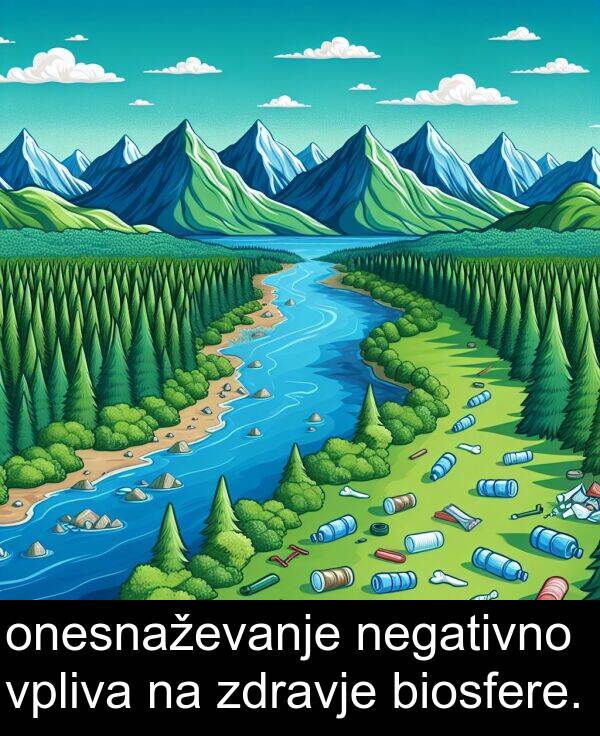 biosfere: onesnaževanje negativno vpliva na zdravje biosfere.