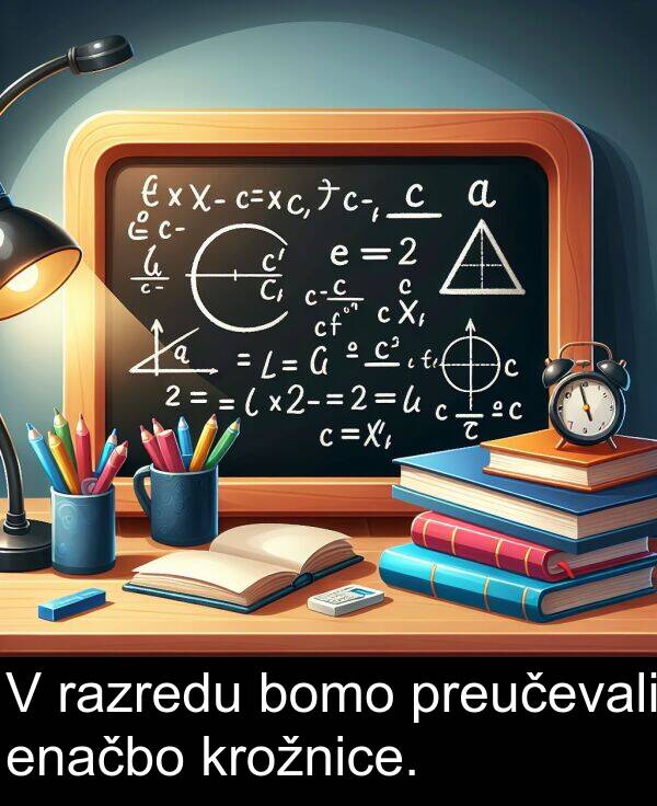 krožnice: V razredu bomo preučevali enačbo krožnice.