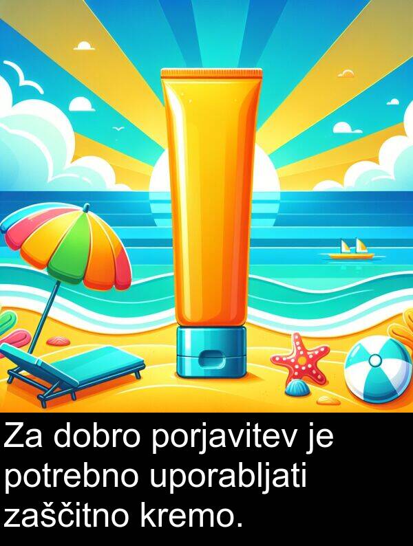 potrebno: Za dobro porjavitev je potrebno uporabljati zaščitno kremo.