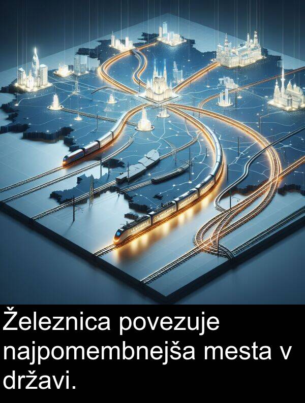 mesta: Železnica povezuje najpomembnejša mesta v državi.