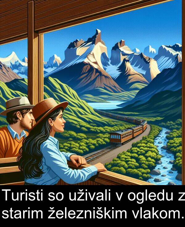 železniškim: Turisti so uživali v ogledu z starim železniškim vlakom.