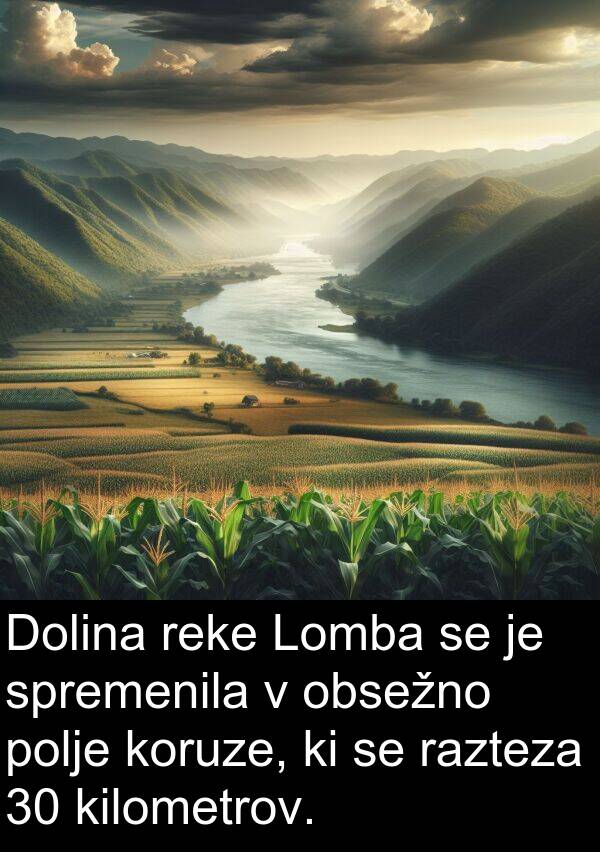 reke: Dolina reke Lomba se je spremenila v obsežno polje koruze, ki se razteza 30 kilometrov.