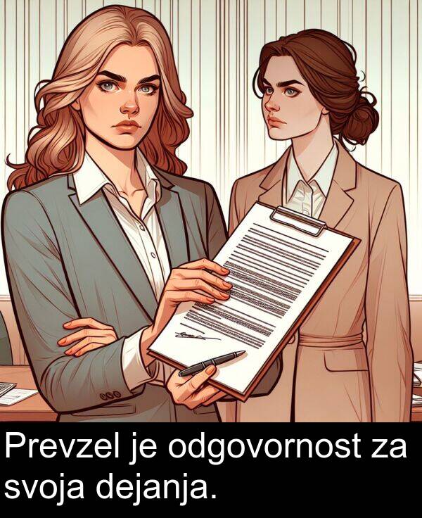svoja: Prevzel je odgovornost za svoja dejanja.