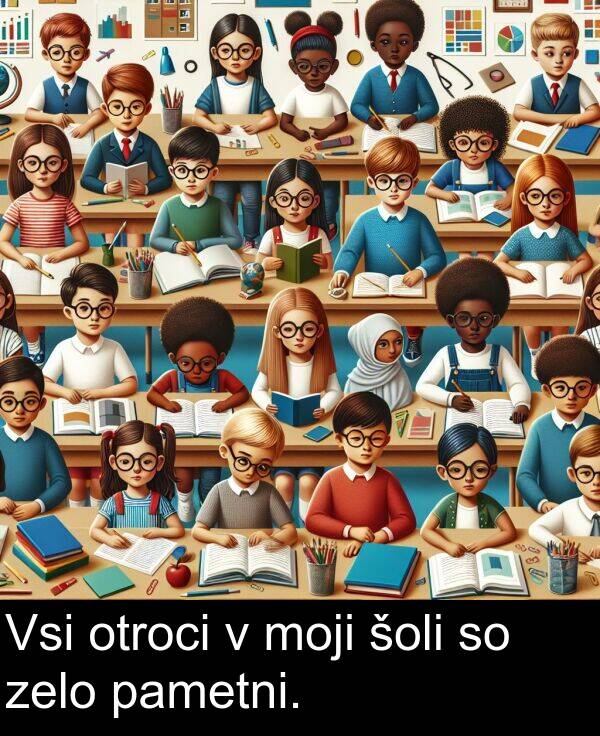 šoli: Vsi otroci v moji šoli so zelo pametni.
