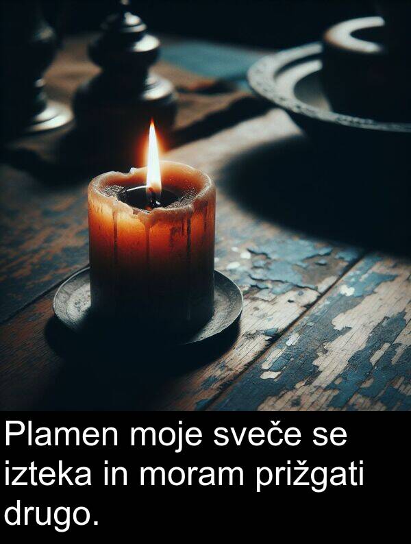 moram: Plamen moje sveče se izteka in moram prižgati drugo.