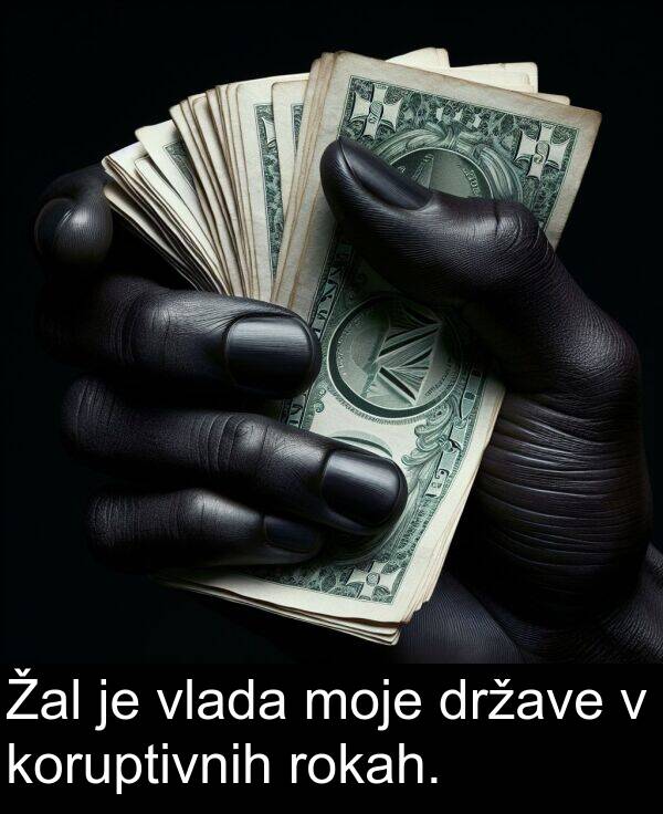 rokah: Žal je vlada moje države v koruptivnih rokah.