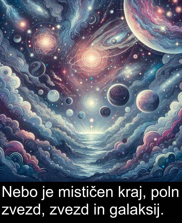 galaksij: Nebo je mističen kraj, poln zvezd, zvezd in galaksij.