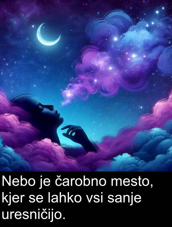čarobno: Nebo je čarobno mesto, kjer se lahko vsi sanje uresničijo.