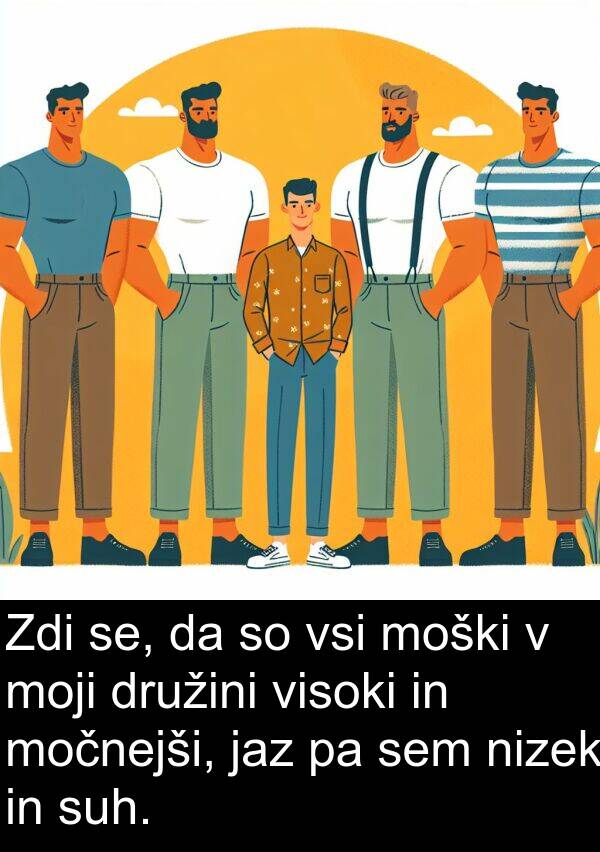 se: Zdi se, da so vsi moški v moji družini visoki in močnejši, jaz pa sem nizek in suh.