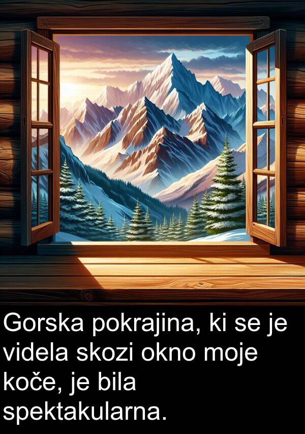 okno: Gorska pokrajina, ki se je videla skozi okno moje koče, je bila spektakularna.