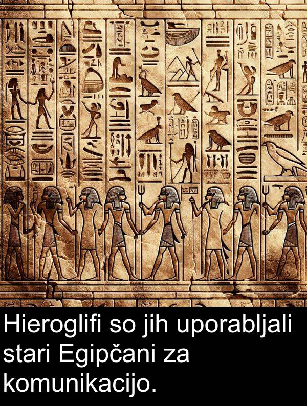 jih: Hieroglifi so jih uporabljali stari Egipčani za komunikacijo.