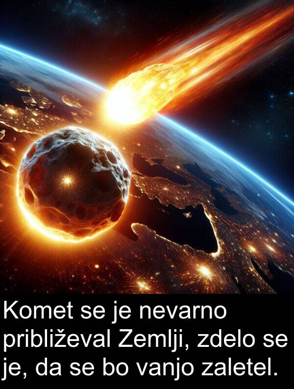 nevarno: Komet se je nevarno približeval Zemlji, zdelo se je, da se bo vanjo zaletel.