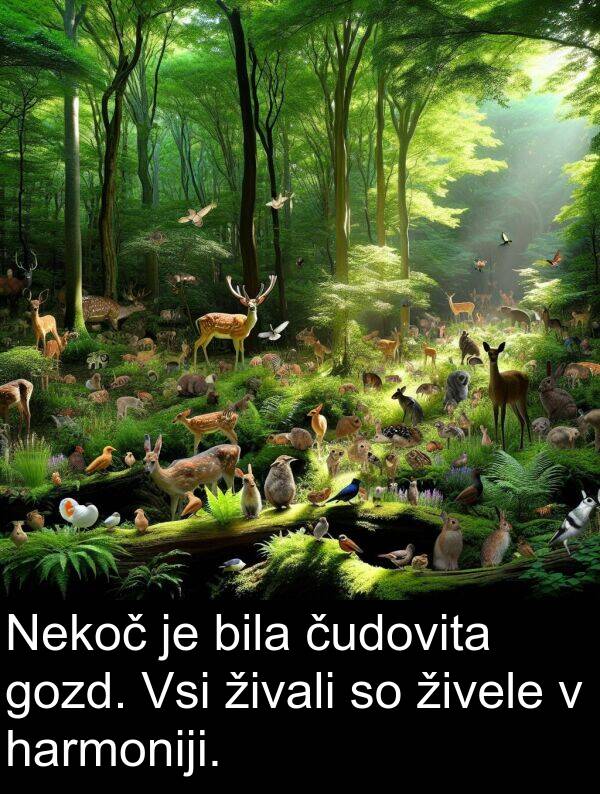 živele: Nekoč je bila čudovita gozd. Vsi živali so živele v harmoniji.