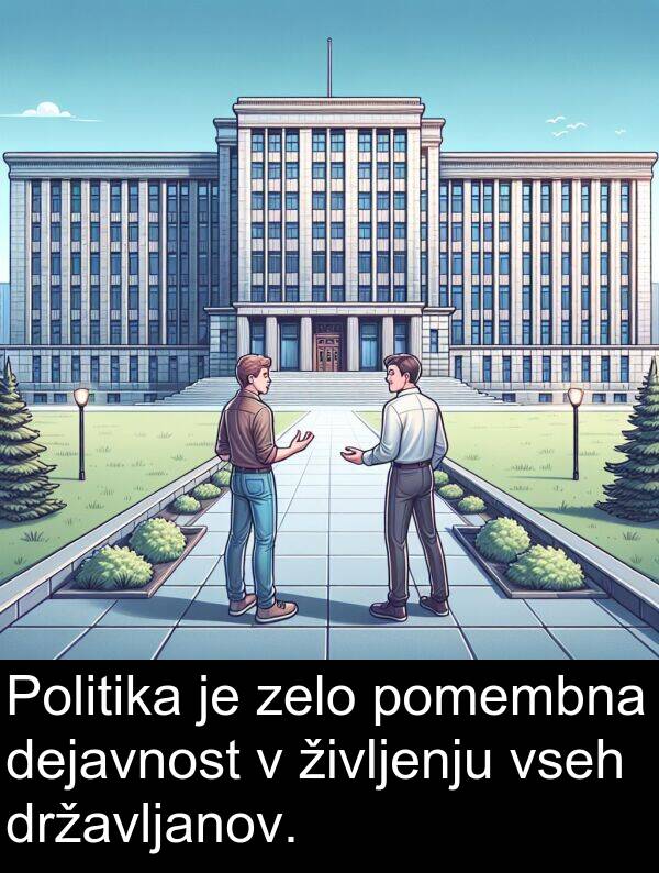 življenju: Politika je zelo pomembna dejavnost v življenju vseh državljanov.